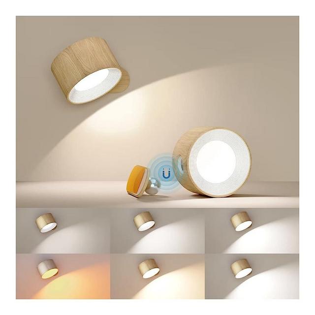AKSDA Battery Operated Wall Light, LED Wall Sconce with 3 Color Modes 3 Brightness Levels 360°Rotate Magnetic Ball Touch Control, Wall Mounted Lamp Cordless Wall Lamp for Bedroom Reading Bedside-1Pack
