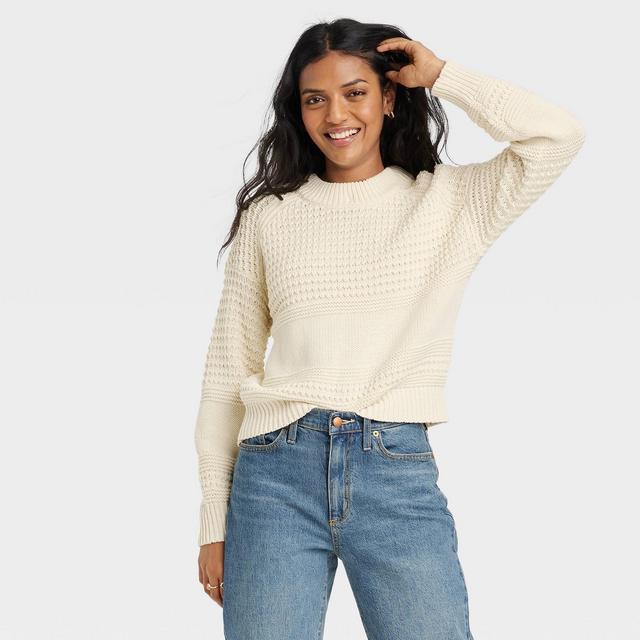 Women's Crewneck Pullover Sweater - Universal Thread™ Cream S