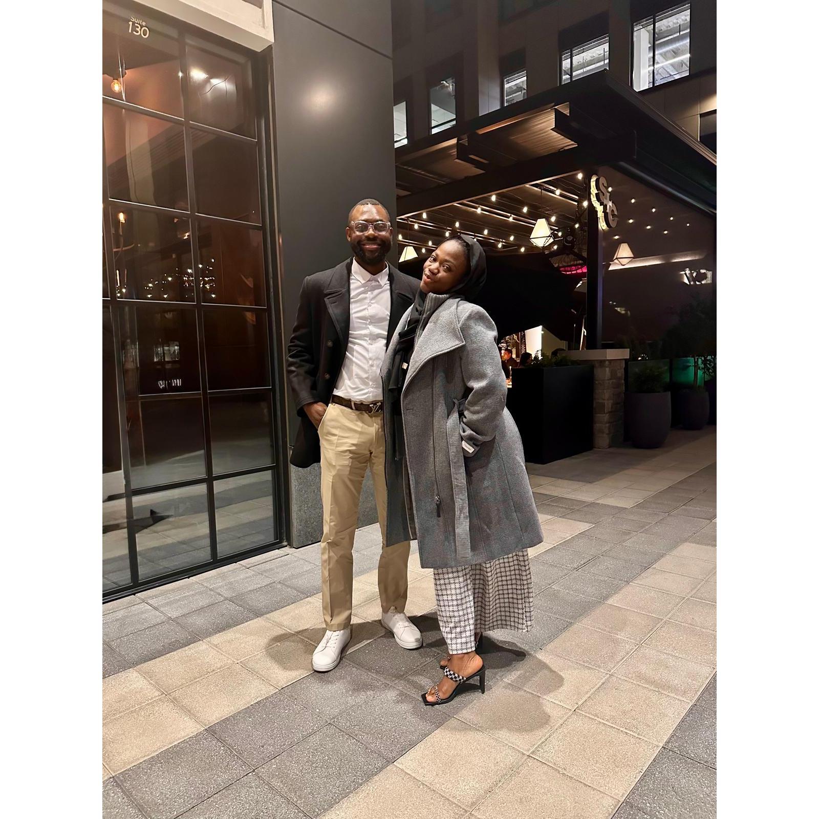 All dressed up and out on the town! Nothing better than good vibes, laughter, and making memories with my forever date.