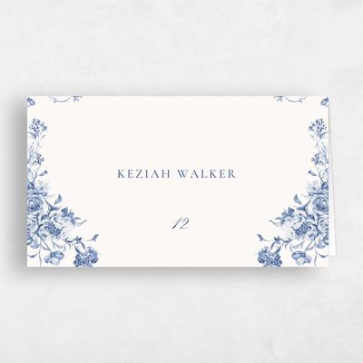 Blue Vintage Wedding Place Card - Hattaway