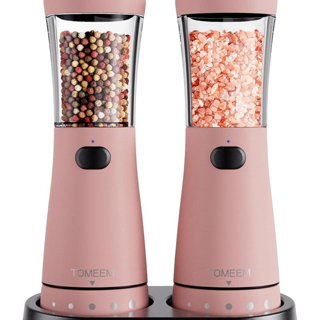 Electric Salt and Pepper Grinder Set with Storage Base, Stainless Steel Rechargeable Salt and Pepper Grinder Set with 4.5 oz Large Capacity, 1.8" Wide Mouth, Adjustable Coarseness, Ideal for Kitchen