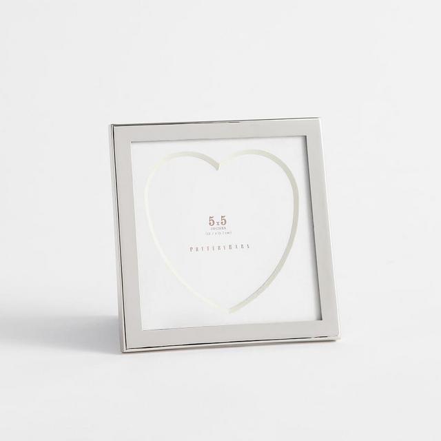 Modern Silver Heart Picture Frame, 5"x5"