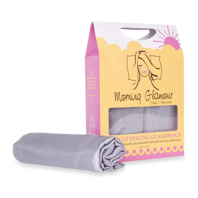 Morning Glamour® Satin Standard Pillowcases in Silver (Set of 2)