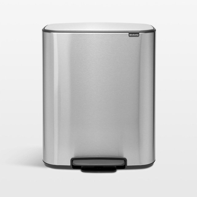 Brabantia Matte Steel Fingerprint Proof Bo Step On Dual Compartment Recycling Trash Can, 2 x 8 Gallon