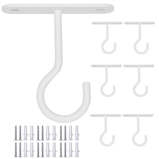 Kikth 6 Pack Ceiling Hooks for Hanging Plants, White Plant Hooks for Ceiling Indoor, Metal Plant Hanger Outdoor for Bird Feeders, Lanterns, Wind Chimes, Planters Decor