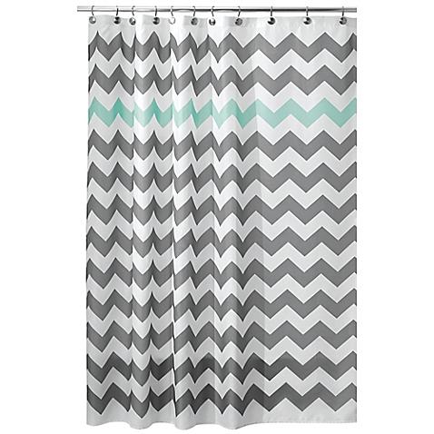 InterDesign® 72-Inch x 72-Inch Chevron Shower Curtain in Blue/Grey
