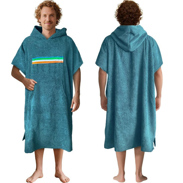 VOOVA & MOVAS Hooded Towel Poncho for Adults | Teens(41"X37"),100% Cotton Terry Cloth | Ultra-Absorbent Oversized Hooded Towel with Pocket for Men | Women Cover-Up for Pool, Beach, Bath | Aqua