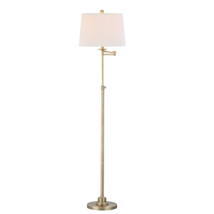 SAFAVIEH Lighting Collection Nadia Traditional Farmhouse Swivel Swing Arm Gold 64-inch Adjustable Height Living Room Bedroom Home Office Standing Floor Lamp (LED Bulb Included)
