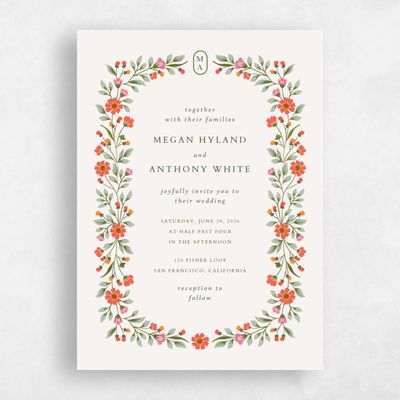 Beige Floral Wedding Invitation - Blume Portrait