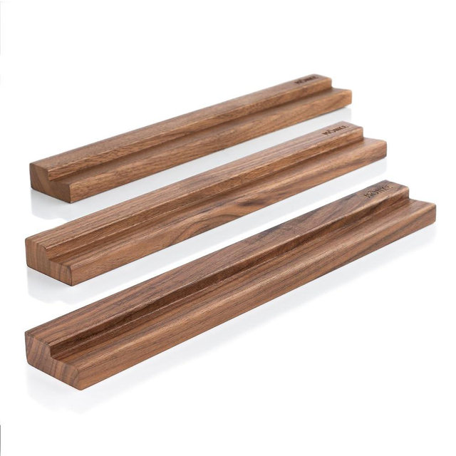 MÖNKE Vinyl Record Shelf - 3 Display Ledges Made of Solid Walnut -A Wall Mount for Your Favorite or Now-Playing Records -This Vinyl Record Holder Fits All Records (Walnut)