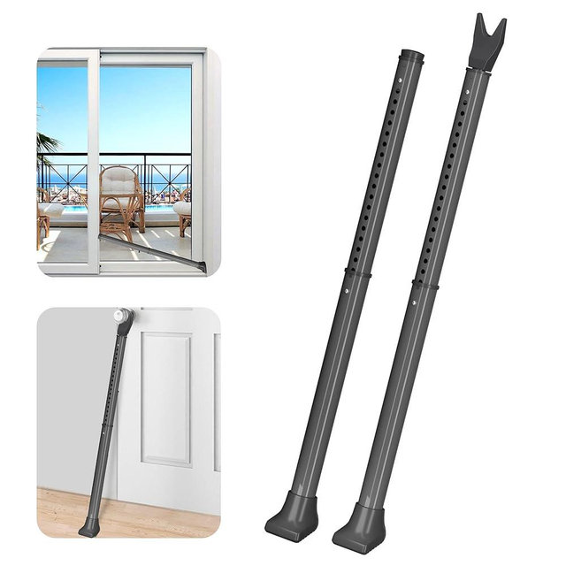 AceMining Upgraded Door Security Bar & Sliding Patio Bar, Heavy Duty Stoppers Adjustable Jammer for Home, Apartment, Travel (2 Pack,Grey)