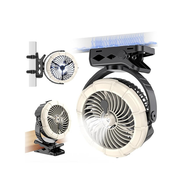 Ausic Magnetic Cruise Fan with Mist, [5-45Hrs] Portable Golf Cart Fan, 720° Rotate Baby Stroller Clip Fan, Outdoor Camping Fan with LED, Rechargeable Battery Operated RV Travel Fan, Cruise Essentials