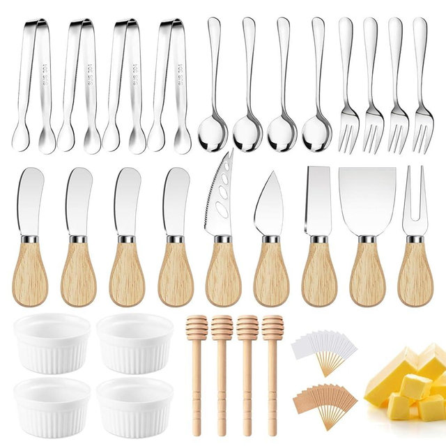Charcuterie Boards Accessories Charcuterie Utensils Cheese Butter Spreader Knife Set Small Serving Tongs Forks and Spoons Dipping Bowls Honey Dippers Toothpick Flags for Appetizers & Serving Platters
