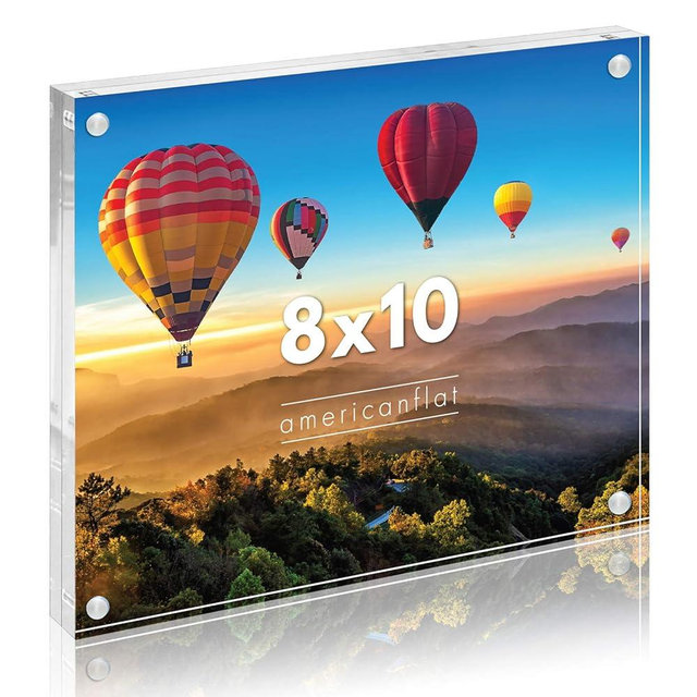Americanflat 8x10 Acrylic Picture Frame - Double Sided Frames with Magnetic Corners - Transparent Acrylic Frames for Desk or Tabletop Display - 8x10 Picture Frame with Microfiber Cloth Included