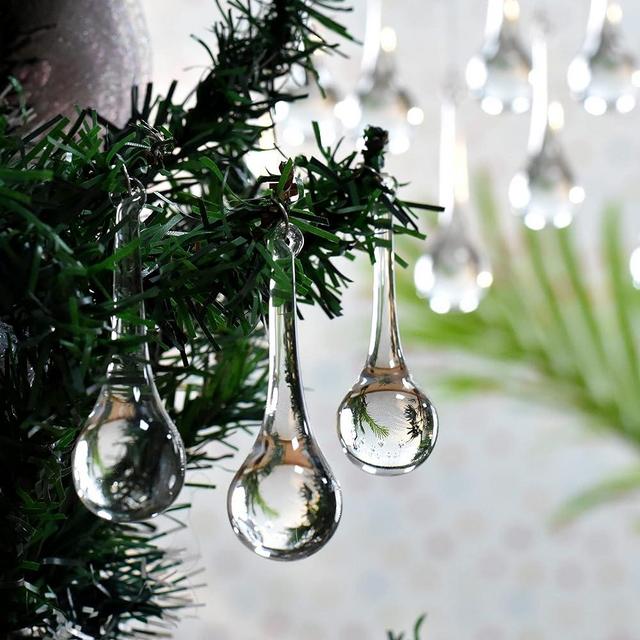 Chandelier Crystals- Chandelier Drop- Drop Ornaments- Clear Glass Ornaments- 50 Piece- Clear Glass Teardrop Christmas Ornaments- Hanging Crystals for Centerpieces- Christmas Crystal Ornaments- 3Inch