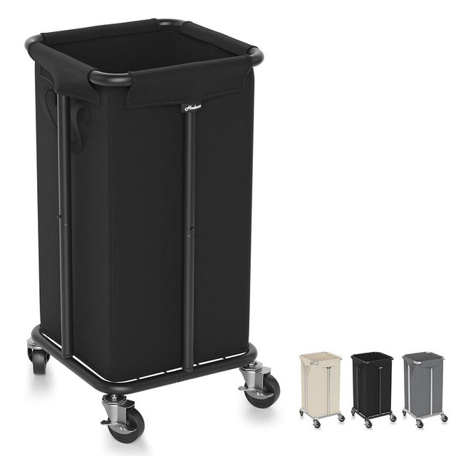 Hodonas Laundry Basket with Wheels, Rolling Laundry Hamper, 30 Gal.(115L), Removable and Machine Washable Liner, Steel Frame, Tall Laundry Cart for Laundry Room, Bedroom, Bathroom, Dorm Storage -Black