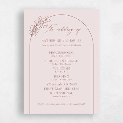Light Mauve, Pink Wedding Program - Groveland