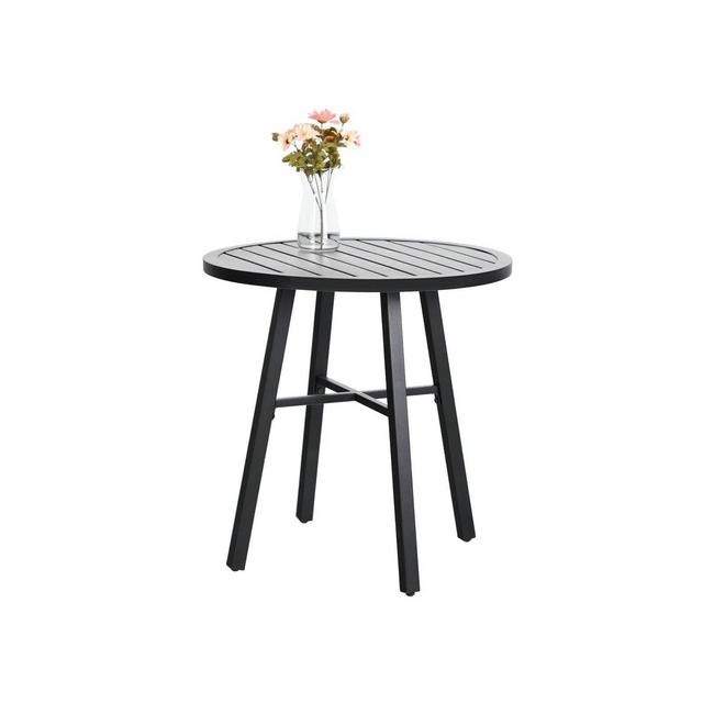 28" Outdoor Metal Round Dining Table - Black - Captiva Designs