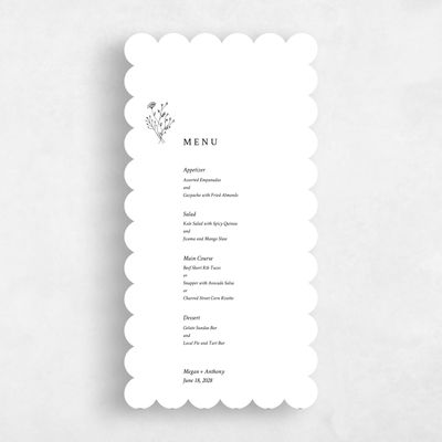 White Scalloped Wedding Menu - Unconditional