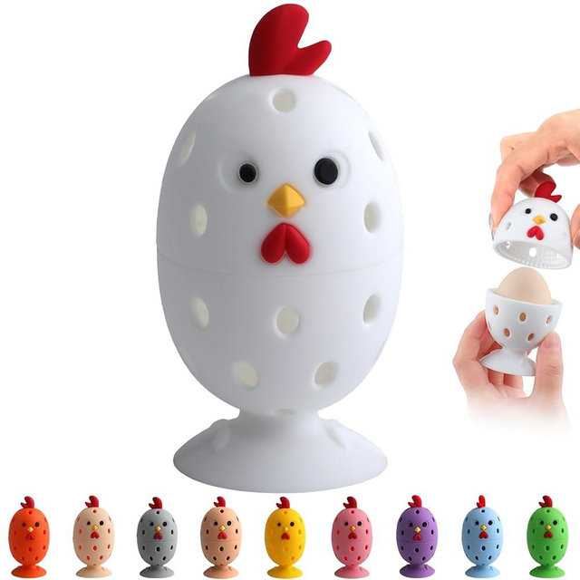Egg Brush Cleaner, Egg Cleaner Scrubber for Fresh Eggs, Cute Chick Shaped Silicone Egg Washer, Reusable Multipurpose Washing Egg Tool for Fruits and Vegetables(White,1 Set)