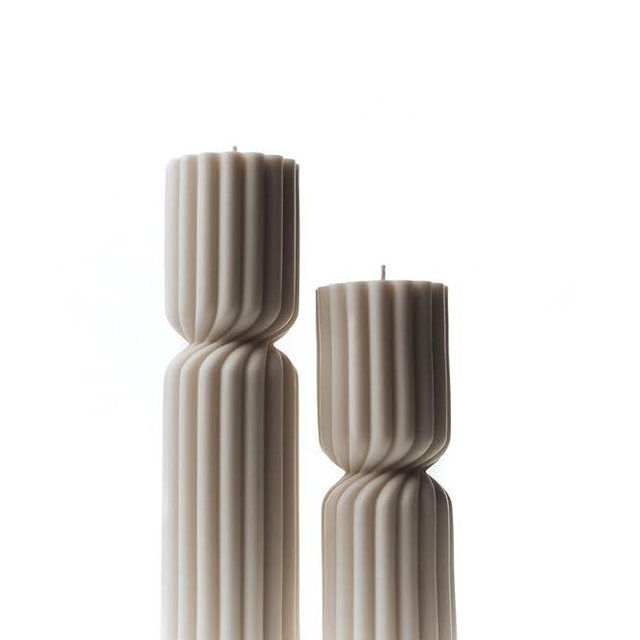 LAWA Spiral Spire Candle - Large Beautiful Handmade Pillar Scented Soy Wax Candle Elegant Bubble Aesthetic Candle Housewarming Gift Home Room Shelf Decor Idea White (Set of 2, White)…