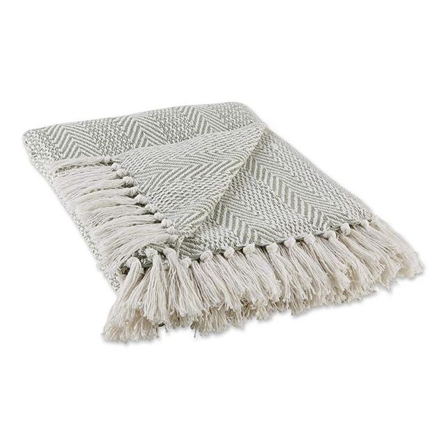 DII Herringbone Striped Collection Cotton Throw Blanket, 50x60, Artichoke