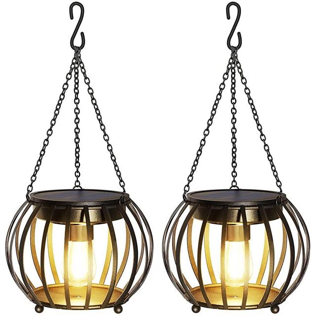 UBright Solar Lantern Outdoor Upgraded Hanging Solar Lights Outdoor Metal Outdoor Hanging Lanterns Decorative Lighting Solar Powered Waterproof Tree Lantern for Garden Yard Patio Pathway, 2 Pack