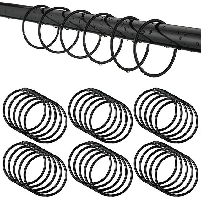 30 Pieces Metal Curtain Hooks Matte Black Shower Curtain Rings Glide Easily Shower Hooks Round Shower Curtains Hooks Liners Rustproof Decorative Shower Curtain Hooks for Bathroom Shower Rod