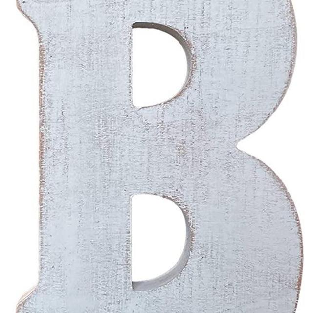Large Wood Letter Distressed White Wash Alphabet Wall Décor Monogram Letter Alphabet Letters Free Standing Letters Wall Letters (B)