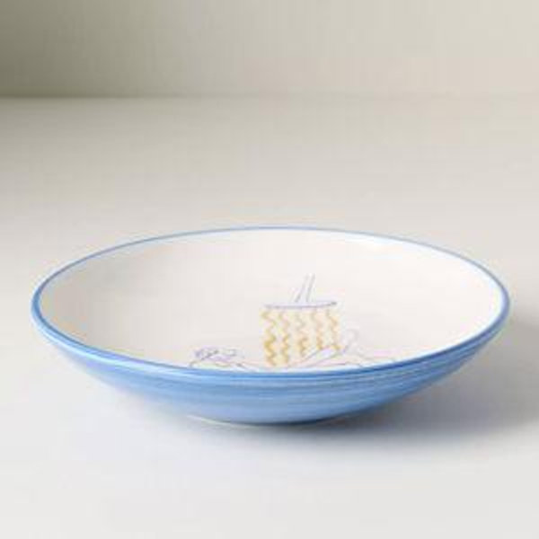 Das Rotes Rabbit Italian Earthenware Pasta Bowl - Blue