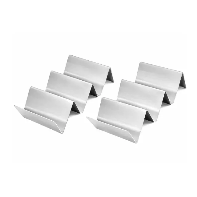 Home Collection Pack of 2 Stainless Steel Taco Holder Stand Truck Tray