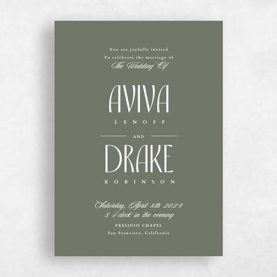 Dark Sage, Green Wedding Invitation - Trogir Classic