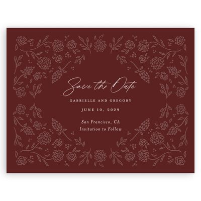 Maroon, Red Wedding Digital Save the Date - Clarian Landscape