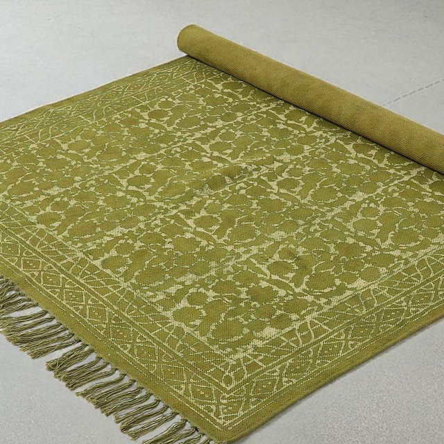 Cotton Green Rug, Block Printed Rug, Area Rug Runner, Cotton Rug Living Room, Hallway