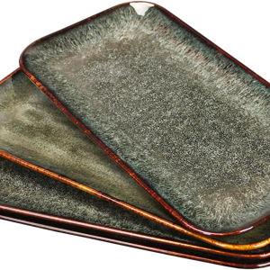 Ceramic Serving Dinner Plate Set, 4-Piece for Main Meals, Tacos, Lunches, Snack, Platters - Microwave and Dishwasher Safe, Scratch Resistant, Kitchen Serving Dinnerware, Black 12.4 Inch