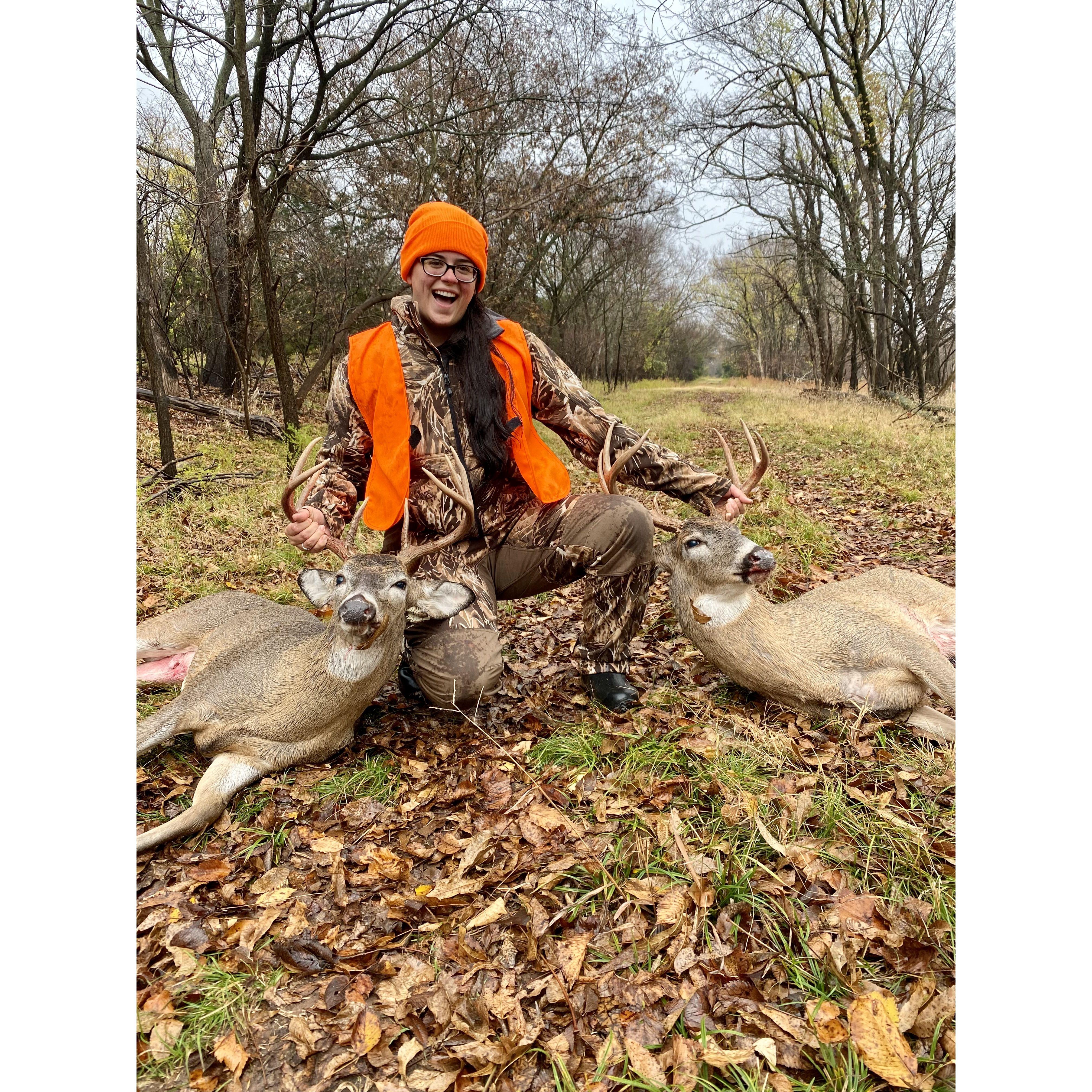 Had to pose with both deer