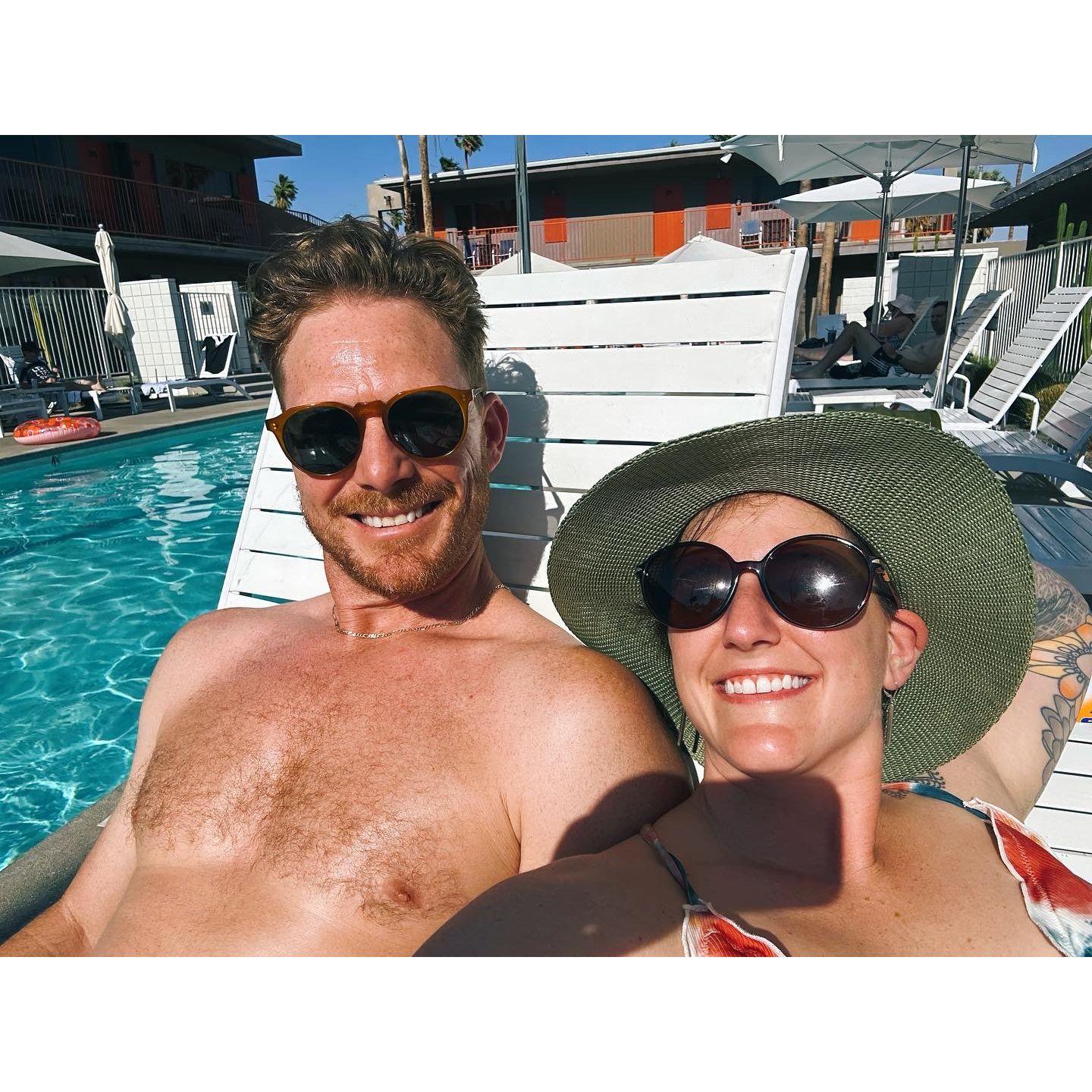 Weekend getaway to Palm Springs for sunshine, pool time, and convertible cruising.