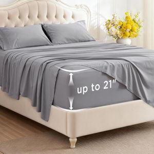 Bedsure Deep Pocket Queen Sheets Set - Light Grey