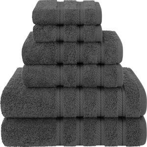 American Soft Linen Luxury 6 Piece Towel Set, 2 Bath Towels 2 Hand Towel 2 Washcloths, 100% Cotton Turkish Towels for Bathroom, Dark Gray Towel Sets