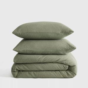 Waffle Duvet Cover Set in Olive