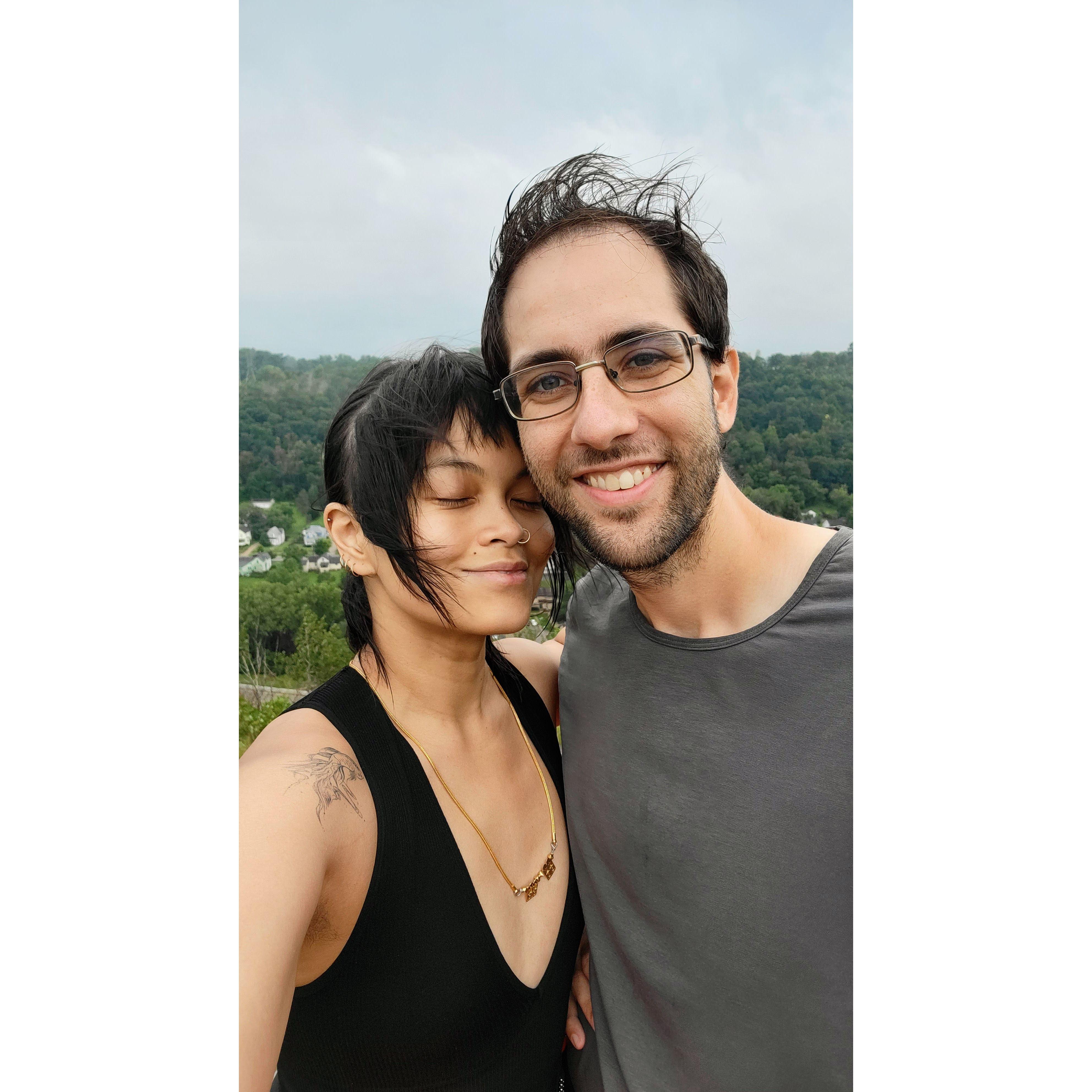 at the top of a rainy hike, 2022