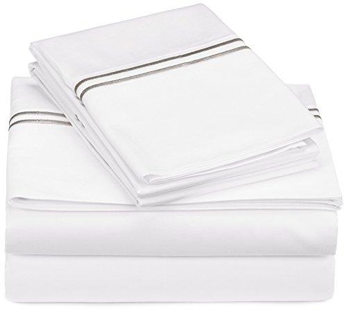 Pinzon 400-Thread-Count Egyptian Cotton Sateen Hotel Stitch Sheet Set - King, Silver Grey