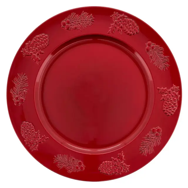Saro Lifestyle Sousplat Holly Charger Plates in Red (Set of 4)