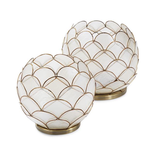 Serena and Lily, Set of 2 Scalloped Capiz Hurricane - Round