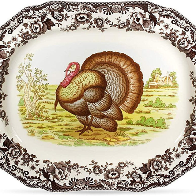 Spode Woodland Turkey Design- Rectangular Platter (19")- Porcelain