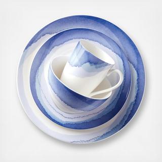 Indigo Watercolor Stripe 4-Piece Place Setting, Service for 1