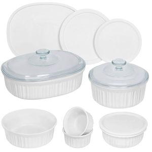 CorningWare French White 12-Pc Ceramic Bakeware Set with Lids, Chip and Crack Resistant Stoneware Baking Dish, Microwave, Dishwasher, Oven, Freezer and Fridge Safe
