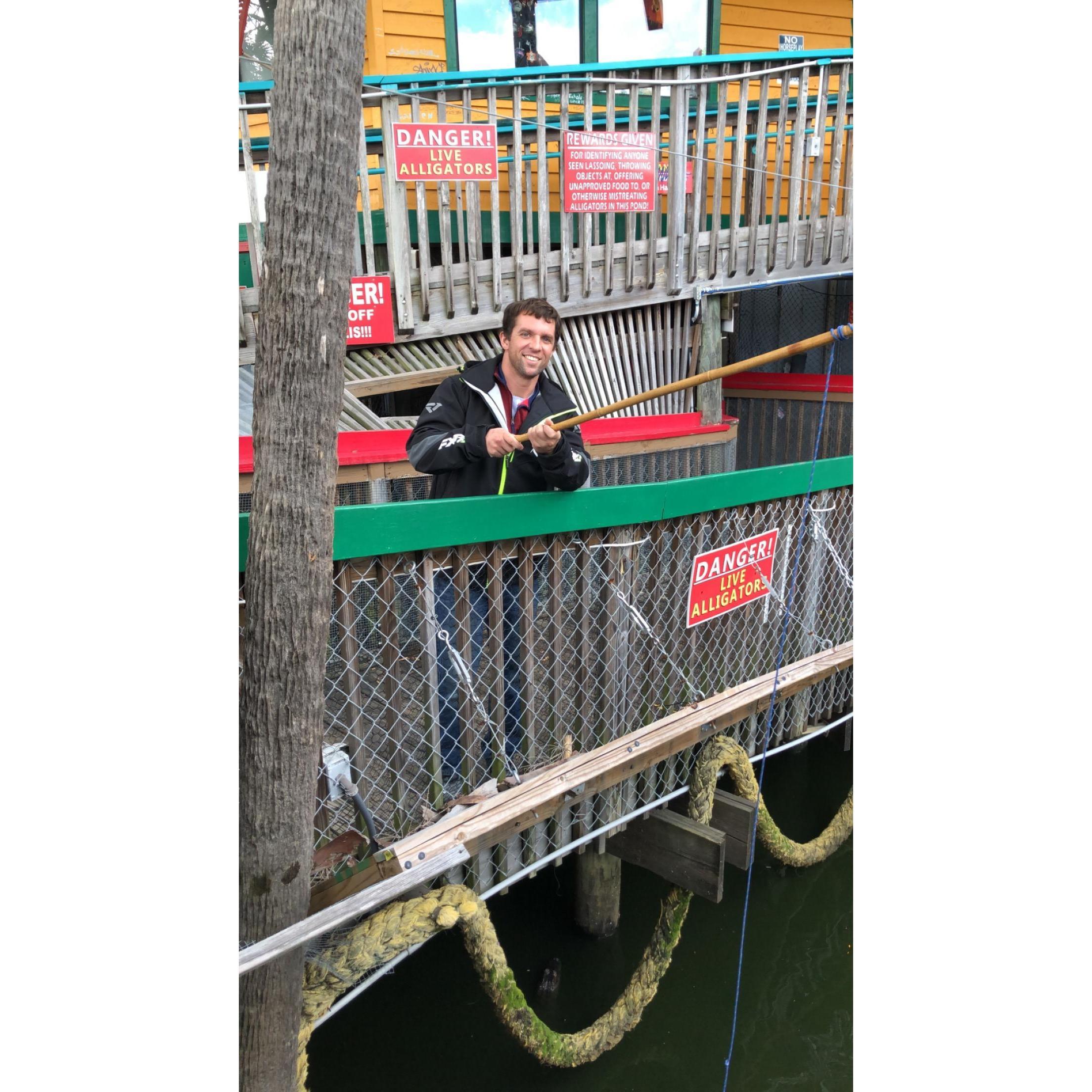 Feeding the alligators at Destin!