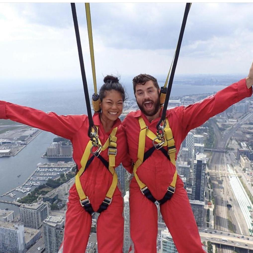 Chaneng's 1st trip to Toronto/ Chris' hometown of Tillsonburg. First stop -- Edge Walk off the CN Tower! (Aug 2016)