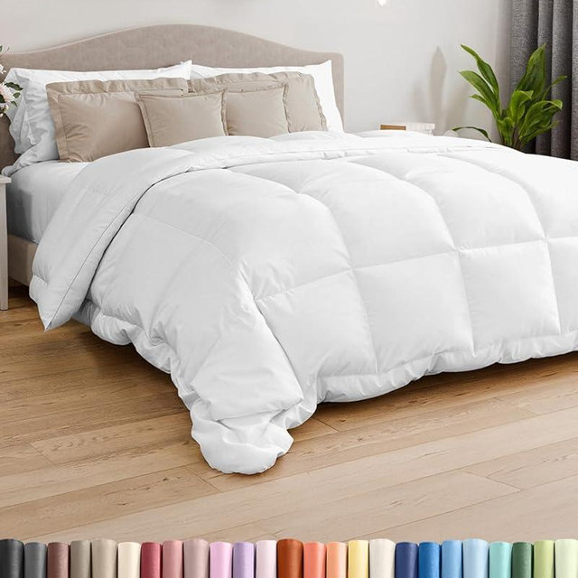 Oversized Queen Size, White Alternative Down Comforter - Warm, Lightweight & Breathable Hotel Quality Bedding Set for Men, Women, Kids & Teens - All Season Cooling Microfiber Duvet Insert Comforter